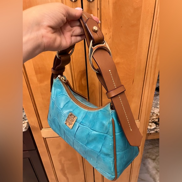 Dooney & Bourke Blue Croc-Embossed Shoulder Bag - Picture 3 of 7